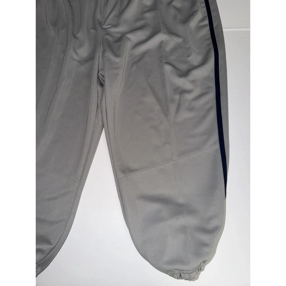 Adidas Men 2XL Icon Pro Gray Baseball Pants Stretch Elastic Blue Logo Stripe NWT